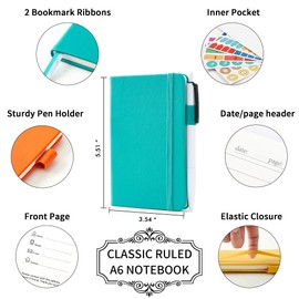 feela Notebook A6, 3 Piece Notebooks Set, Journals Book Bulk with 3 Gel Pens, Black, 80 GSM, 112 Pages, 8.89 x 13.97 cm, Mini Notepad Set Suitable for Office and School, Notebook with 3 Colours