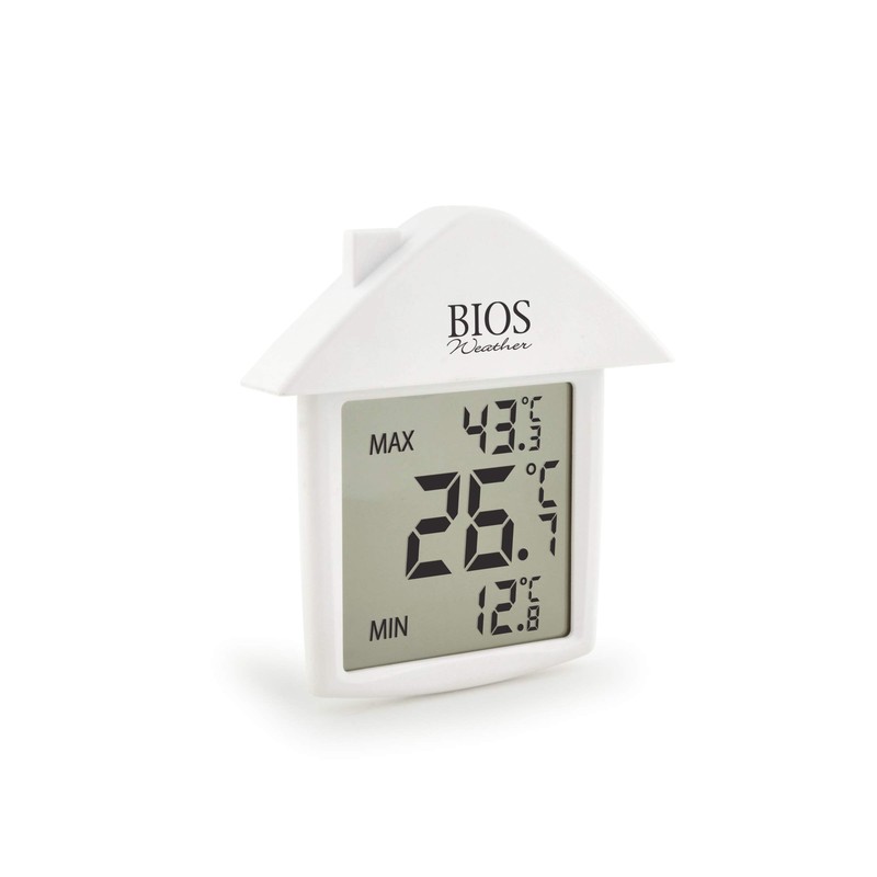 BIOS Weather Indoor/Outdoor Digital Suction Cup Thermometer White 4.25-Inch x