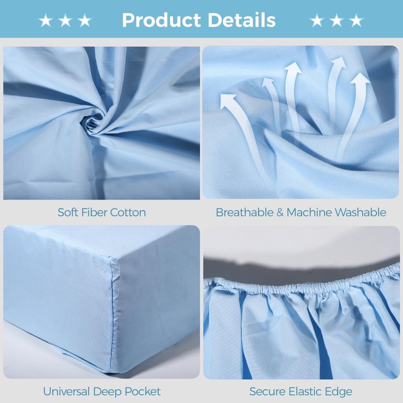 NIMBLOOM 6-Piece Hospital Bed Sheets Set, Includes 2 Fitted Sheet