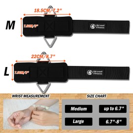 J Bryant Fitness Wrist Cuffs for Cable Machines – Heavy Duty Adjustable Wrist Straps with 7mm Neoprene Padding for Strength Training, Pull Exercises, and Forearm Support (Black, Medium)