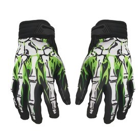 EXCEREY Ghost Claw Skeleton Touch Screen MTB Off-Road Bicycle Full Finger Off-Road Racing Gloves Outdoor Sports for Men Women & Mountaineering (Green, M)