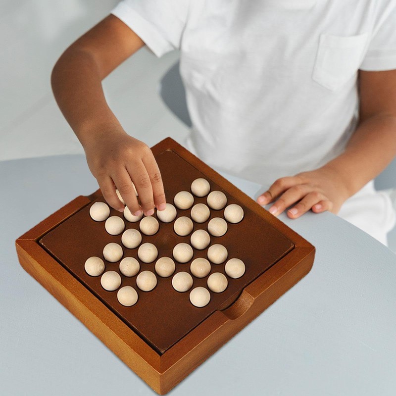 Oshhni Wooden Solitaire Board Game, Educational Family Game, Chess Mind