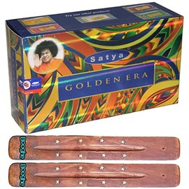 Satya Nag Champa Incense Sticks | x12 pack | with 2 Booghe incense sticks holder (Golden Era)