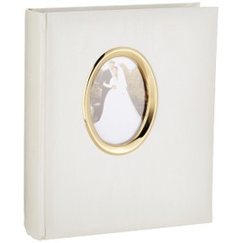 Pioneer Photo Albums 200 Pocket Ivory Moire Cover Album with Silver Tone Oval Frame for 4 x 6-Inch Prints