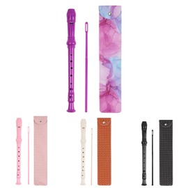Czzmy Recorder Instrument for Beginner Kids Adults,8-Hole Soprano Descant Recorder Music Flute with with Cleaning Rod & Leather Case For School Student Home Entertainment(2-Purple Blue Splash-ink)