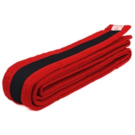 AAMA Color Belts with Black Stripe for Martial Arts - Taekwondo Karate Judo - Red w/Black Size 2