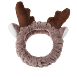 Amapower Face Wash Headband,Coral Fleece Headband, Spa Headband for Makeup, Shower, Yoga ,Bath, Deer Ears For Women girls (B,coffee)