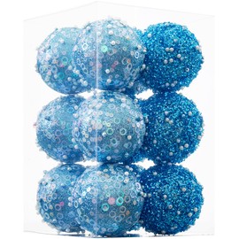ChrisWish - Adornos de bola de Navidad de 12 quilates, decoración de bola de Navidad azul bebé, bolas colgantes de plástico inastillables para fiestas navideñas (70 mm/2.76 pulgadas)
