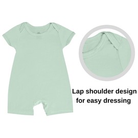 GUISBY Rayon Baby Pajamas, Short Sleeve Footless Rompers, Snap Closure Sleeper for Boy Girls Yellow Light green 12-18 Months 3pc