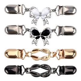 4pcs Waist Cinch Clips, Vintage Alloy Clothes Back Cincher Clips for Sweaters Dresses Shawls Scarves Shirts Cardigan Collar Women's Clothing Accessories (2 Styles)