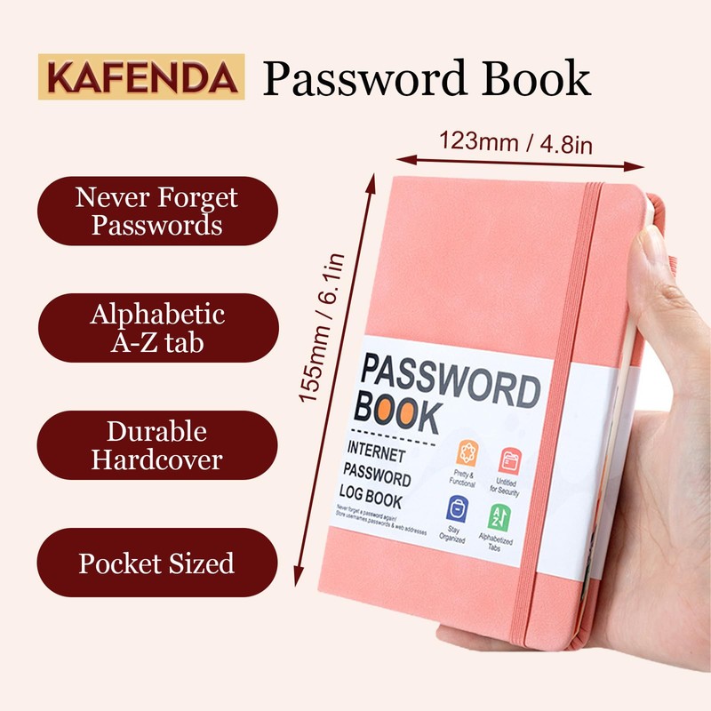 KAFENDA Password Book with Alphabetical Tabs, Address Book for Website
