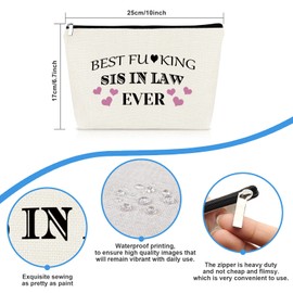Funny Sister in Law Gifts Best Sis in Law Ever Cosmetic Bag Sister in Law Birthday Gift Appreciation Thank You Gift for Sister in Law Travel Makeup Bag Christmas Thanksgiving Gift for Sister in Law