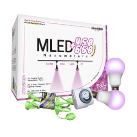 Miracle LED 2-Socket 450+660NM, Nanometer Indoor Grow Light Kit - 12W Red&Blue Spectrum Replaces 150W - Grow Light Bulbs for Vegetables, Herbs, Hydroponics & with SproutMatic Timer (1-Pack)