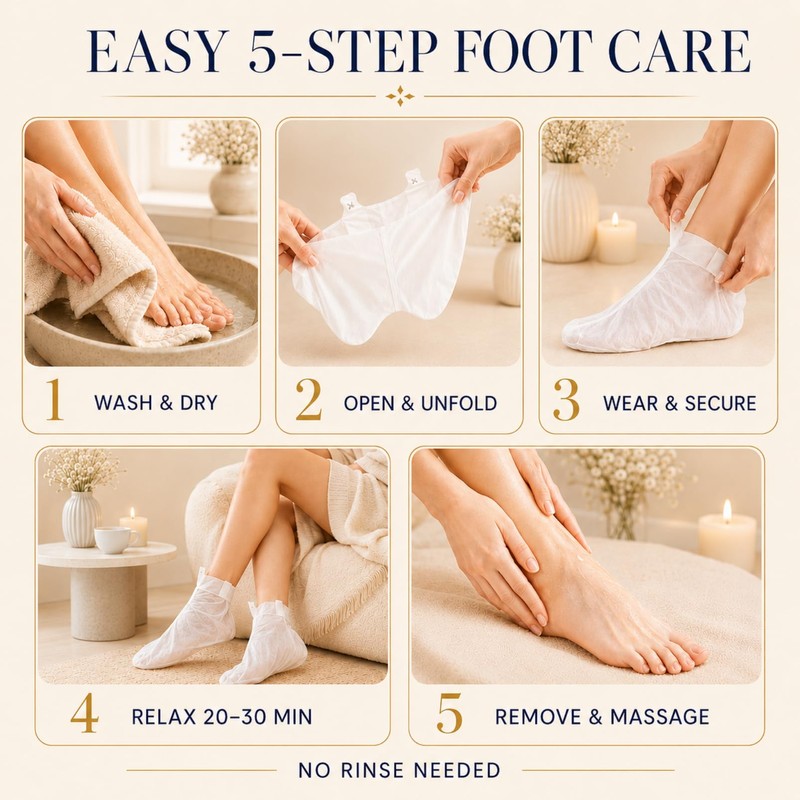 Collagen Feet Masks 5 Pairs, Moisturising Foot Peel Mask for