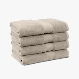 1888 Mills 4 Pack Premium Bath Towel Set, True Classics Premium Cotton Blend, Super Soft and Highly Absorbent Bath Towels for Bathroom, Hotels, Spa and Gym, Taupe