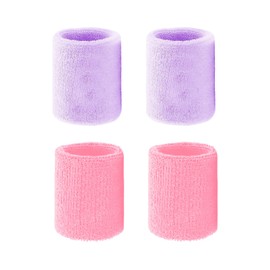 QEZEZA Wristband, Set of 4, Sweat Wiping, Sweat Absorbent, Sports Band, Sweatproof, Wrist Support, Quick Drying, Breathable, Stretchy, Prevents Wet Sleeves, Wrist Protection, Lightweight, Quick Drying