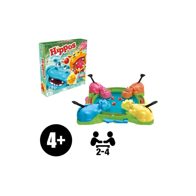 Hasbro Hippos Glotones Juego Preescolar 2-4 Jugadores 3+ años