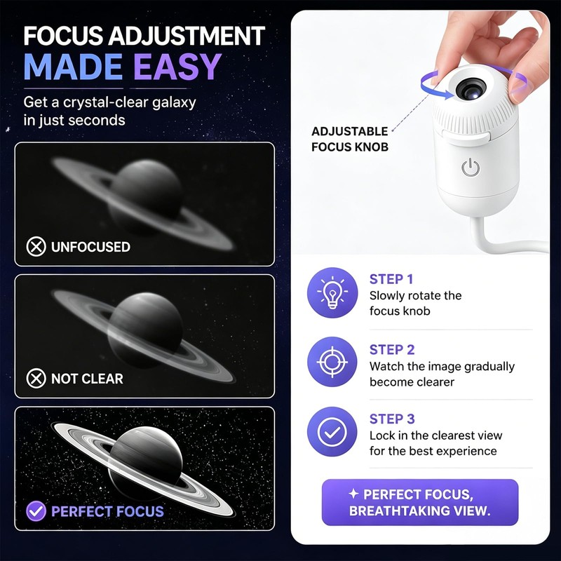 KoudHug 2-in-1 Galaxy Projector Night Light,USB Portable Starry Sky Night