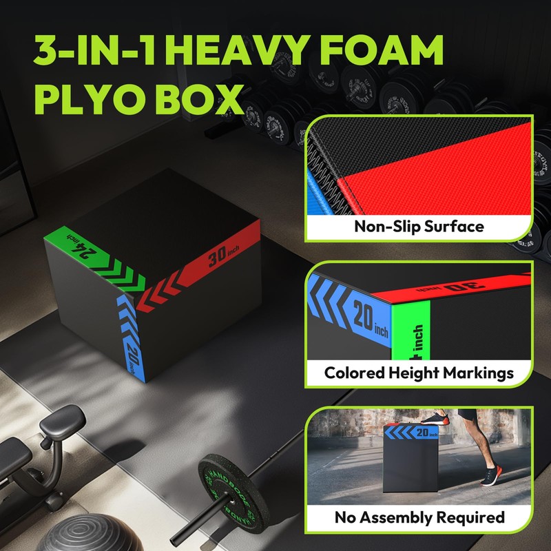 HANDBODE Heavy Foam Plyometric Box, Jumping Exercise Equipment Trainer with