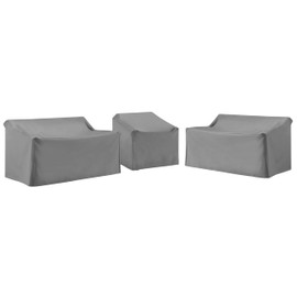 Crosley Furniture Patio Furniture Covers, Waterproof 3-Piece Cover Set for Outdoor Sectional Sofa Sets, Gray