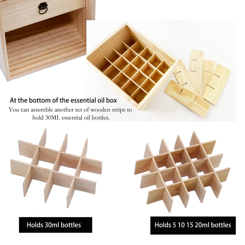 TORIBIO Essential Oils Box for 112 Bottles, Wooden Essential Oils