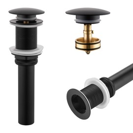 KOKOSIRI Pop Up Sink Drain with Strainer Basket, Matte Black Bathroom Sink Drain with Detachable Hair Catcher Anti Clogging for Vanity Vessel Sink without Overflow, C1002BK