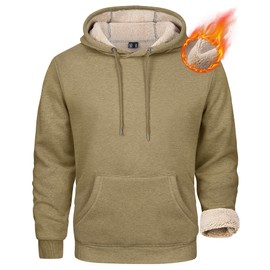 MAGCOMSEN Hoodie for Men Pullover Athletic Sweatshirts Fleece Lined Sweatshirts Men Winter Pullover Hoodies Pullover Sweatshirts for Men Khaki