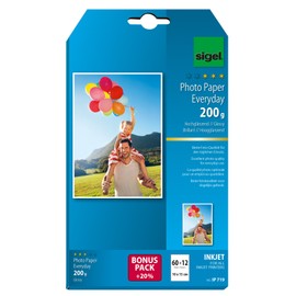 Sigel IP719 InkJet Everyday plus Photo Paper, Photo Format, glossy, 200 gsm, 10x15 cm, 60+12 sheets