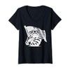 Womens Flag Cartoon Character Holding Flag For Children V-Neck T-Shirt
