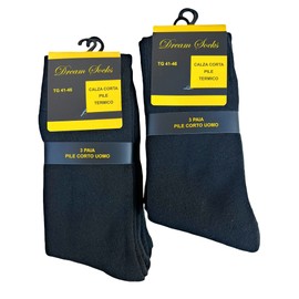 DREAM SOCKS Thermal Fleece Short Winter Ski Socks Heavy Socks with High Heat Insulation Various Assortments, 6 pairs set. Black