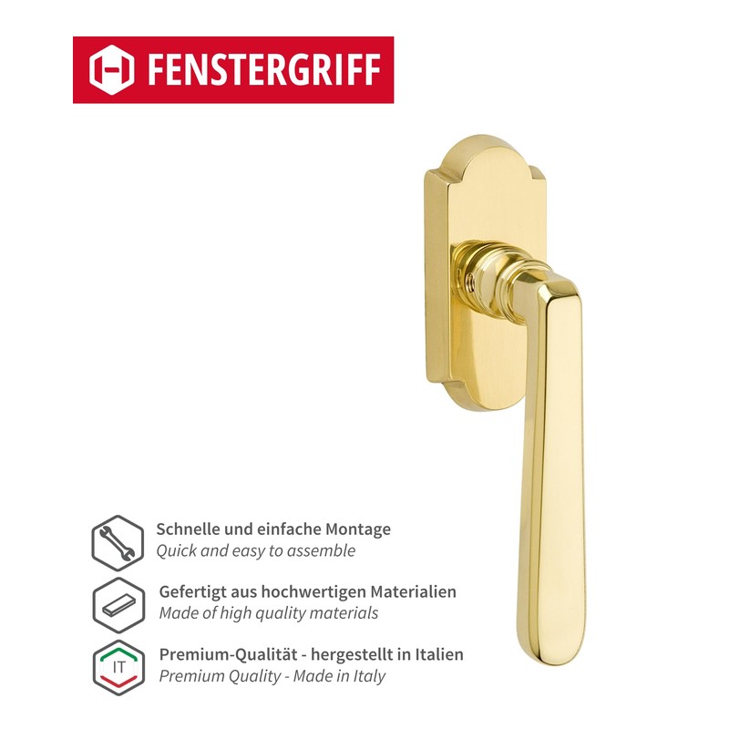 Gedotec® Window Handle Brass Half Olive – Model Old Vienna