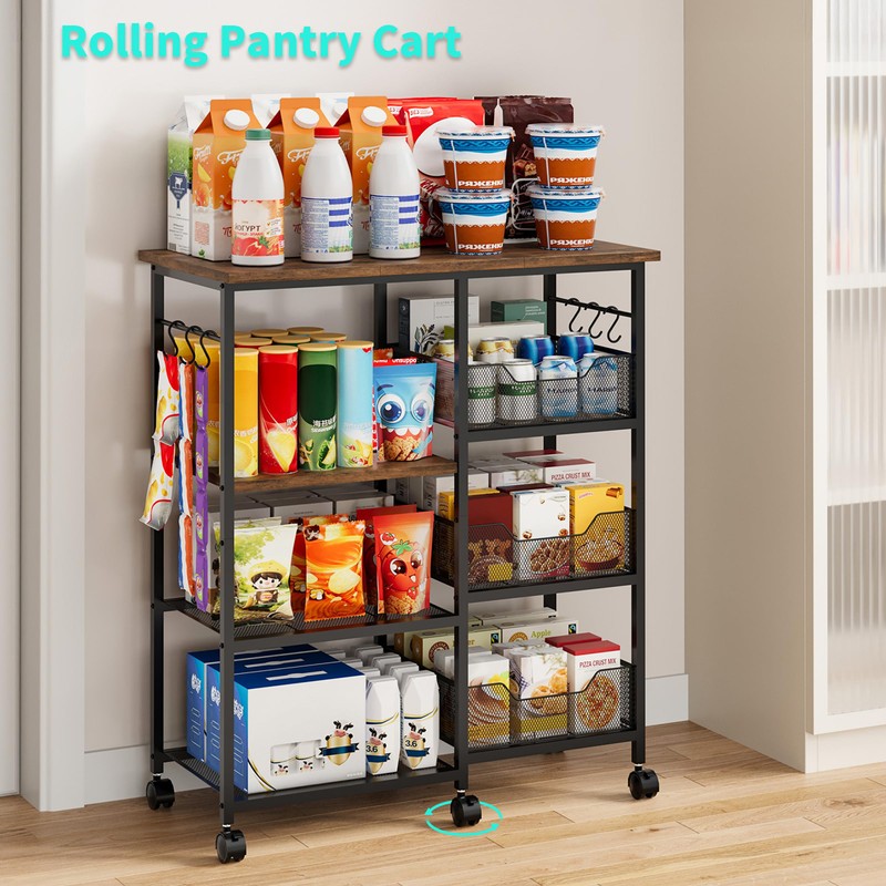 HapiRm Rolling Kitchen Carts with Storage - Microwave Table Stand