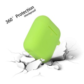 KOKOKA Schutzhülle Hülle Kompatibel mit AirPods 2 & 1, Silikon Schutzhülle Hülle Case für AirPods 2 & 1, LED an der Frontseite Sichtbar Stoßfeste Schutzhülle, Light Green