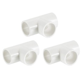 uxcell 1/2" PVC Tee, 3 Pcs 3 Way Elbow Connector Furniture Grade PVC Tee Elbow Pipe Fitting Adapter Corner Fitting for Water Supplies Build Furniture Shelves Tents, White