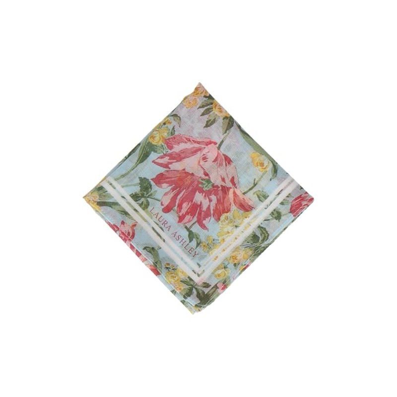 [ローラ アシュレイ] レディース プリントハンカチ 05506011 ハンカチ 女性 花柄 05506011B ブルー[B]
