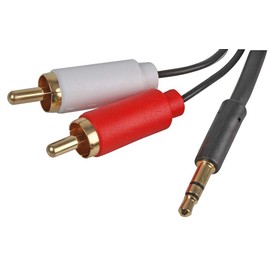 Pro Signal PSG3152-2M Slim 3.5mm Stereo Plug to 2x Phono (RCA) Plug Lead, 2m, Black