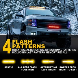 FOXCID 12 LED Emergency Hazard Warning Strobe Flashing Light Bar Wireless Battery W/Magnetic Base and Rechargeable Plug for Beacon Rooftop Safety Vehicles Tow Trucks Tractor Snowplow, White Blue