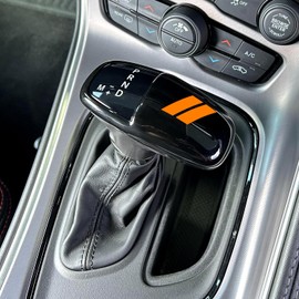 REMOCH Gear Shift Knob Head Cover Trim for Dodge Charger Challenger Durango 2015-2021 2022 2023 2024 Accessories ABS Interior Shifter Shell Insert Decoration Protector (Orange Trim)