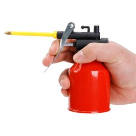 250ml Hand Oil Can, Pump Oiler Can with 2 Spouts Straight & Flexible