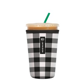 Sok It Java Sok Iced Coffee & Cold Soda Insulated Neoprene Cup Sleeve (B&W Buffalo Check, Medium: 22-28oz)