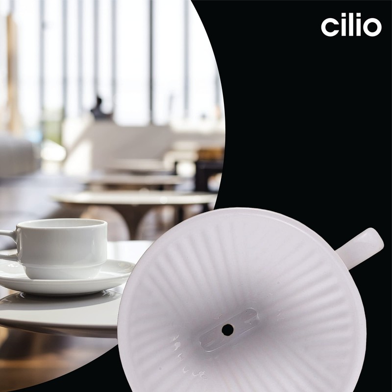 Cilio C105179 Porcelain Coffee Filter/Holder Pour-Over, 6/Large, White