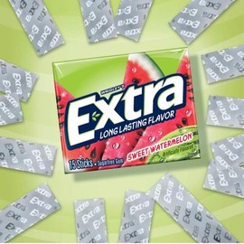 EXTRA Gum Sweet Watermelon Sugarfree Chewing Gum, 15 Pieces (Pack of 10) Sugar Free Bubblegum Snack Flavor