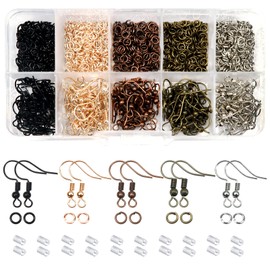 TOAOB Earring Hooks Earring Making Kit 1350pcs Jewellery Making Accessories Kit Mixed Colors 18mm Earring Making Kit Ear Wires French Wire Hooks and Jump Rings for Earring Making and Repair