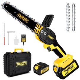 Mini Chainsaw Cordless 6 Inch, Portable Electric Chainsaw, Brushless Handheld Chain Saw Lasts 100Mins, Lightweight with Security Lock, Suitable for Tree Branches, Courtyard, Household & Garden
