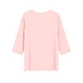 Latuza Women's Viscose Pajama Tops Crewneck 3/4 Sleeves Sleep Tee L Light Pink