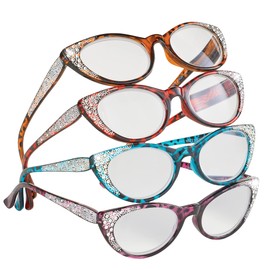 Collections Etc Cat Eye Tortoiseshell Reading Glasses - Set of 4