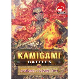 Japanime Games Kamigami Battles: Avatars of Cosmic Fire Expansion | Pick Your Favorite God/Goddess and Fight for Your Favorite Pantheon | Deck-Building Card Game | 2-6 Players | Age 12+