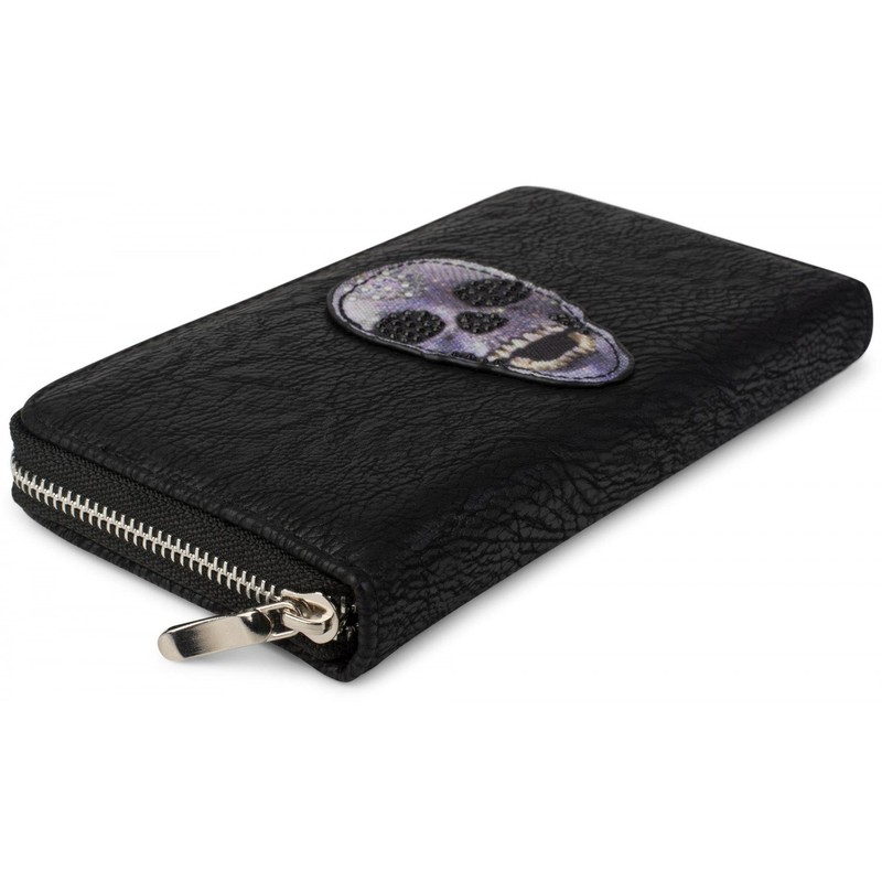 styleBREAKER 02040053 Women's Purse with Skull Appliqué and Rhinestones, Zip