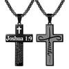 Aroncent Stainless Steel Cross Necklace: Joshua 1:9 Bible Verse Be
