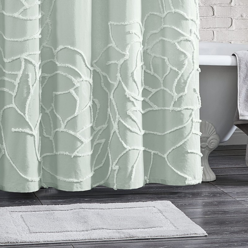 Peri Home 100% Cotton Sage Fabric Shower Curtain for Bathroom,